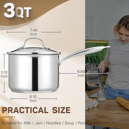 Ciwete 3 Qt Stainless Steel Saucepan