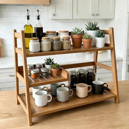 3 Tier Bamboo Matcha Station, coffee station organizer Shelf
