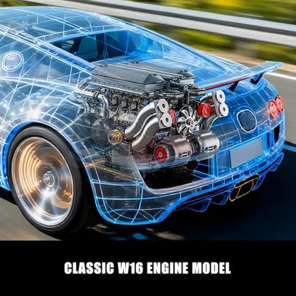 W16 Engine Building Blocks Set for Adults, STEM Mini 16-Cylinder Engine Model Kit That Runs, Compatible with Lego Car, DIY Physical Science Experiment Toy for Teens Kids Boys (801 PCS)
