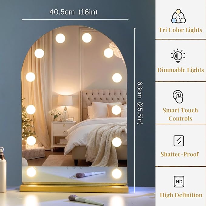 LUXFURNI Hollywood Mirror with Lights Makeup Mirror