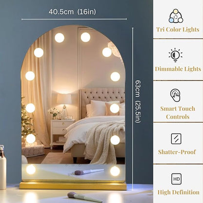 LUXFURNI Hollywood Mirror with Lights Makeup Mirror