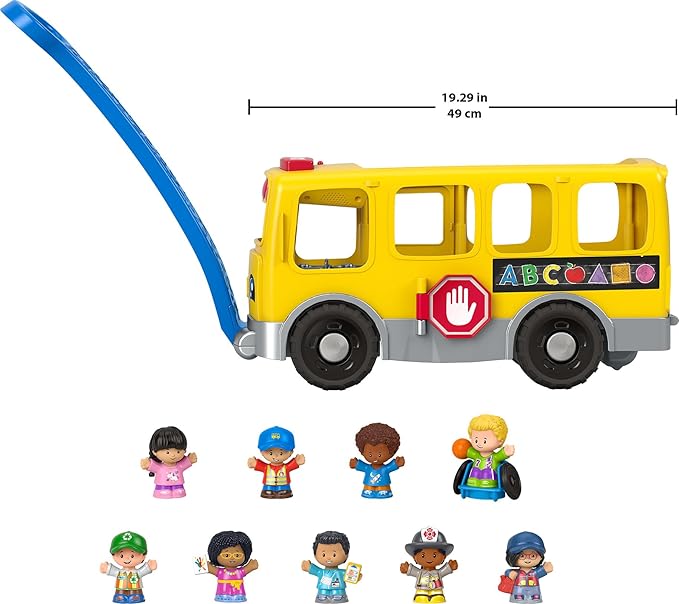 Fisher-Price Little People Toddler Toy Big Yellow School Bus & Community Heroes Set, Musical Pull-Along Vehicle & Figures for Kids Ages 1+ Years (Amazon Exclusive)