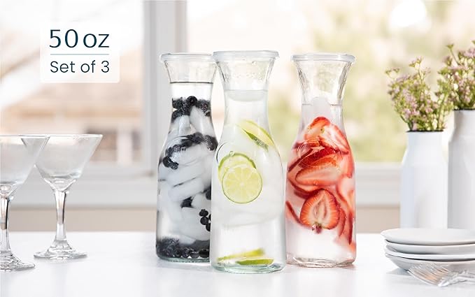 Glass Carafe Pitchers, by Kook, Large Carafe