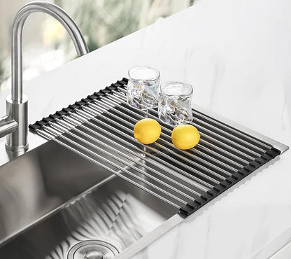 Tomorotec 17.7" x 12.5" Roll Up Dish Drying Rack Over Sink Drying Rack Sink