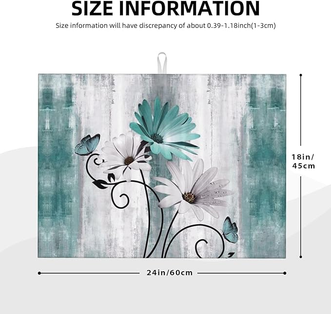 Floral Dish Drying Mat 18x24 Inches