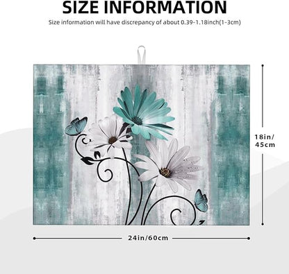Floral Dish Drying Mat 18x24 Inches