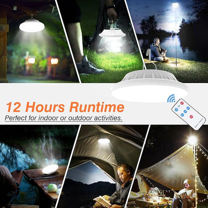 USB Solar Camping Light Remote Tent Light 2 Pack - 4000LM Portable LED Rechargeable Camping Lantern Hanging Waterproof Emergency Light for Camping, Hiking, Power Failure, Hurricane (120 LEDs)