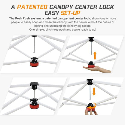 EAGLE PEAK 10x10 Slant Leg Pop-up Canopy Tent Easy One Person Setup Instant Outdoor Beach Canopy Folding Portable Sports Shelter 10x10 Base 8x8 Top (Orange)