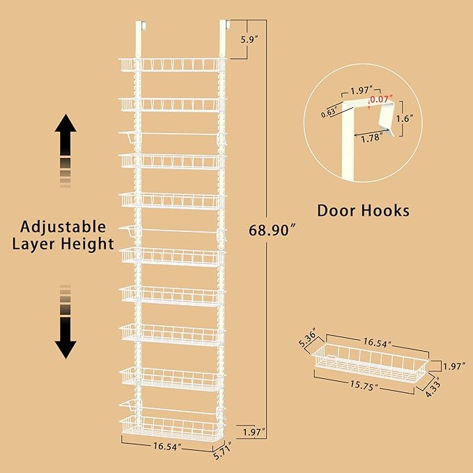 Churboro Over the Door Pantry Organizer Rack