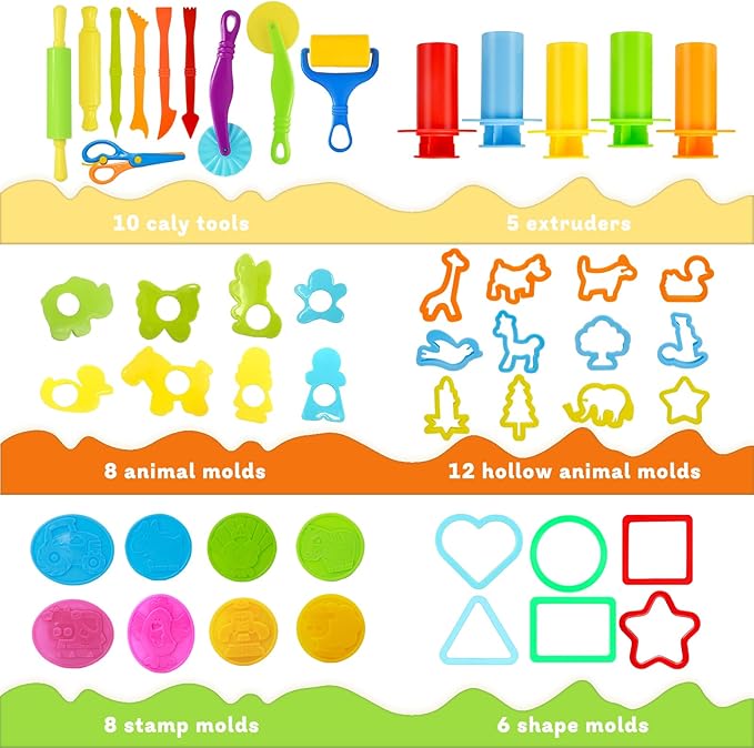 LCY WEDSHI Dough Tool Set, Dough Accessories Includes Animal Molds, Cutters