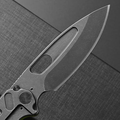 Ccanku C1136 Folding Knife D2 Steel Blade G10&Steel Handle EDC Tool Outdoor Hunting Camping Knife (Green)