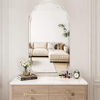 Suidia Bathroom Mirror, Frameless Bathroom Mirror