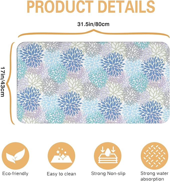 Kitchen Countertop Dish Drying Mat, Super Absorbent Coffee Bar Mat