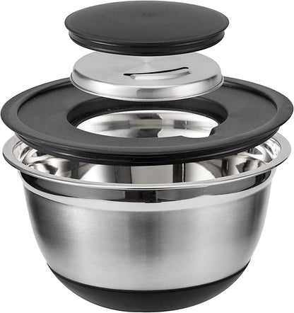 COOK WITH COLOR Stainless Steel Mixing Bowls Set with Lids - Nesting Bowls with Non-Slip Bottom, Silver, 14 Pieces