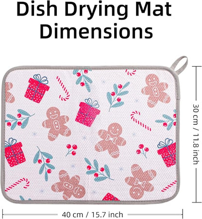 Festive Dish Drying Mat 2 Pack by JM.JEEMI, Versatile Dish Mat Drying Kitchen
