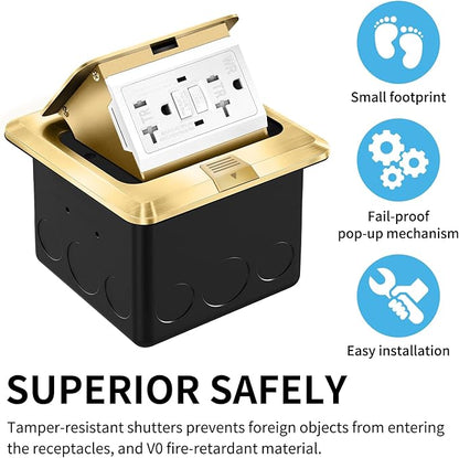 Vagueior Recessed Floor Electrical Outlet Kit, Waterproof Electrical Outlet