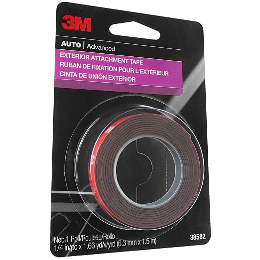 3M Auto Exterior Attachment Tape, 1/4 in x 5 ft, Heavy Duty Double-Sided Automotive Tape for Car Trim, Moldings, Emblems, and Badges (Pack of 24, 38582)