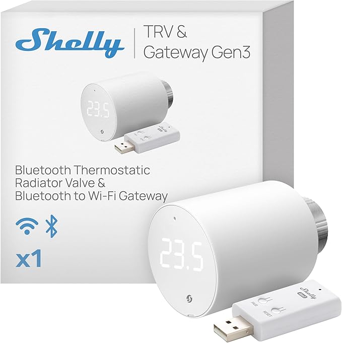 Shelly Blu TRV & Blu Gateway Gen3, Smart Thermostatic Radiator Valve,