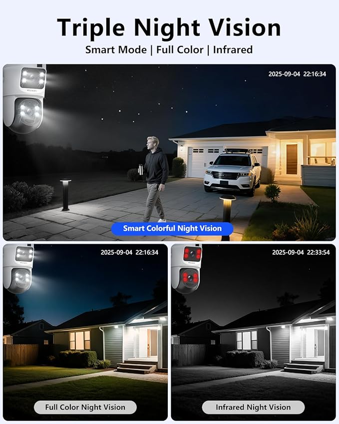 【Auto Tracking & 2-Way Audio】 Solar Powered PTZ Camera System, Wireless Outdoor