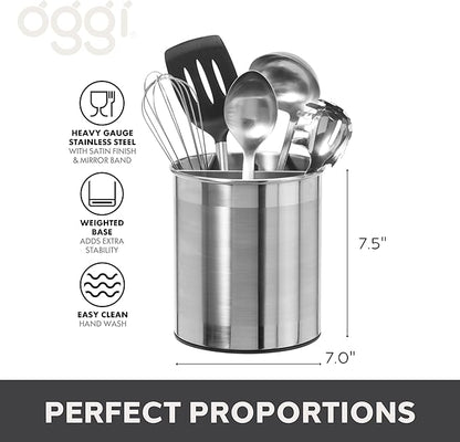 Oggi Jumbo Stainless Steel Rotating Utensil Holder