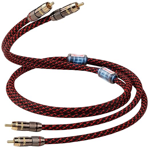 TODN High End RCA Cables for Audiophile RCA Male to Male Stereo Cord for Car