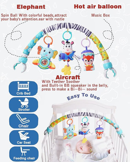 Pau1Hami1ton Baby Stroller Arch Toys, Car Seat Toys,Bouncer Toy Bar/Mobile for Bassinet,Adjustable Baby Hanging Toys Fit for Crib Bed,Stroller,Car Seat.S-19(Aircraft)