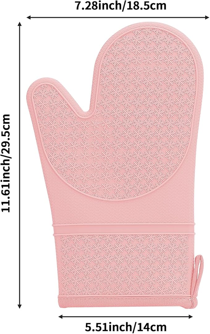 Hovico Silicone Oven Mitts, Heat Resistant 500F Kitchen Mitts 2PCS, 11.6"