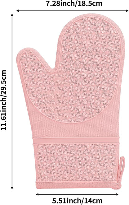 Hovico Silicone Oven Mitts, Heat Resistant 500F Kitchen Mitts 2PCS, 11.6"