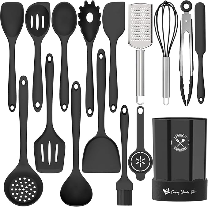 Silicone Kitchen Utensils Set, 16-Piece Silicone Cooking Utensils by Deedro