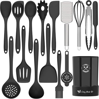 Silicone Kitchen Utensils Set, 16-Piece Silicone Cooking Utensils by Deedro