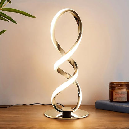 LED Spiral Bedside Table Lamp, Stepless Dimmable 12W 3000K Warm White, Modern