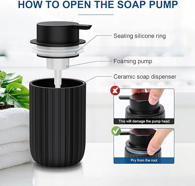 Ceramic Foaming Soap Dispenser, 12 oz Bathroom Foam Hand Soap Dispenser