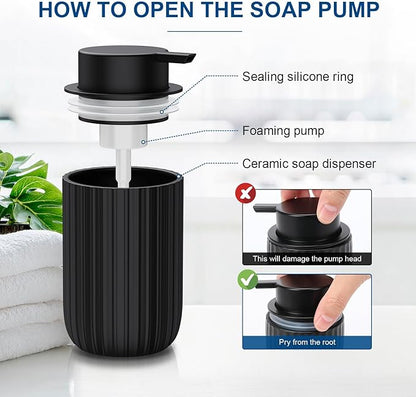 Ceramic Foaming Soap Dispenser, 12 oz Bathroom Foam Hand Soap Dispenser