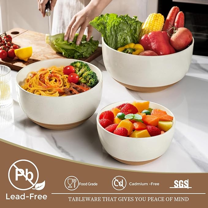 AmorArc Ceramic Mixing Bowls|Nesting Bowls Set of 3