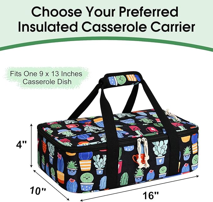 Corduroy Casserole Carrier, Insulated Lasagna Lugger