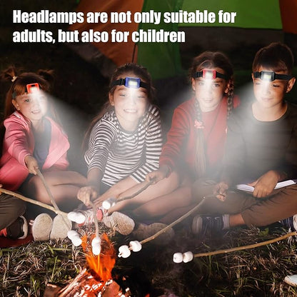 Macarrie 24 LED Headlamp Flashlight, Cob Head Light with 3 Modes, Waterproof Headlamp for Adults and Kids, 72 AAA Batteries for Outdoor Night Survival Camping Running, 4 Colors