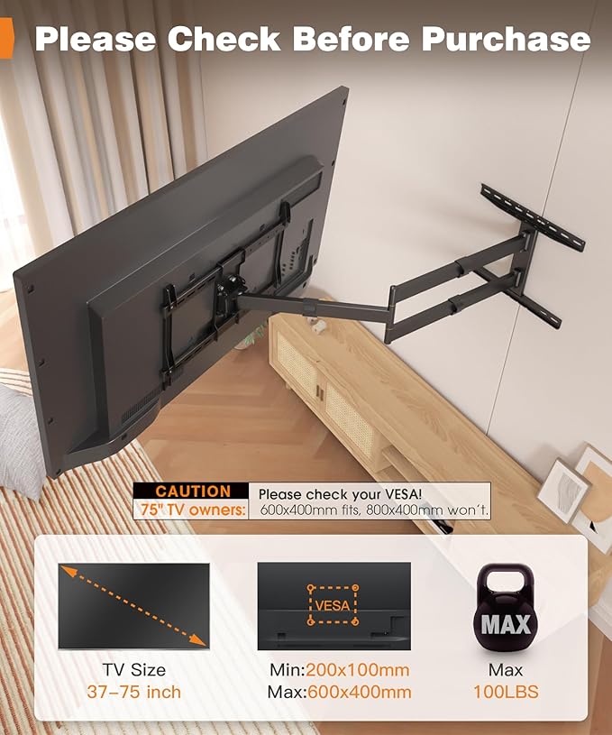 47” Extra Long Arm TV Wall Mount