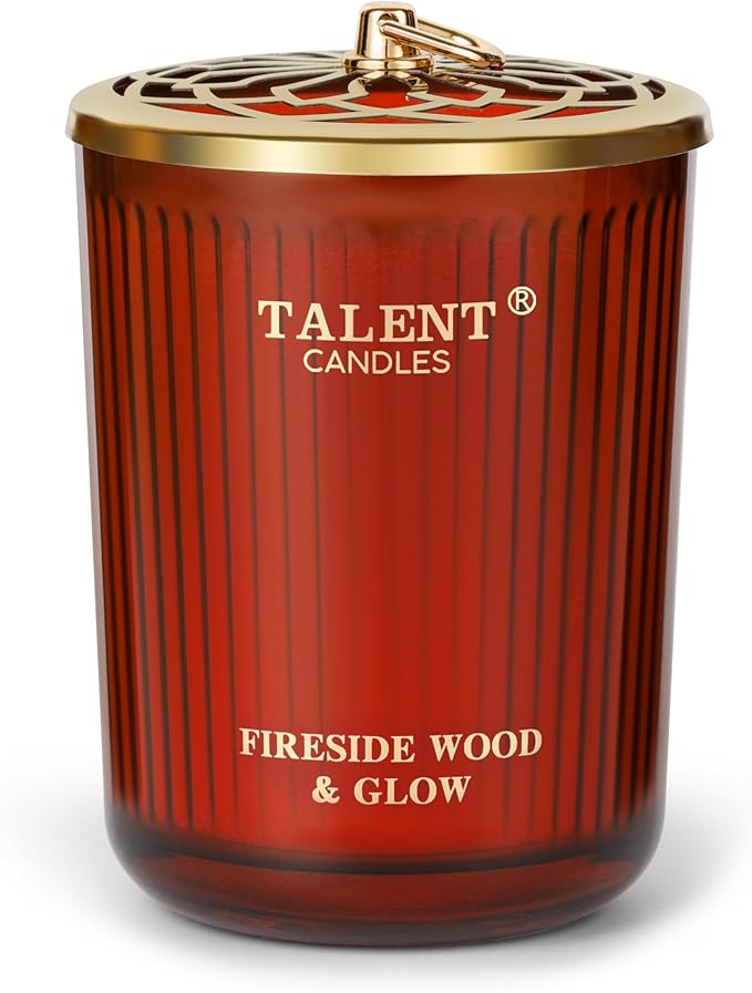 Jar Candles for Home Scented, Aromatherapy Candles Gifts for Women & Men, Natural Soy Candle, 8.4oz Traditional Style Fireside Wood & Glow