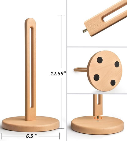 KitchLife Wooden Paper Towel Holder Countertop, 6.5" Jumbo Base, Fits Jumbo