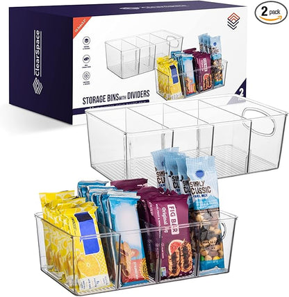 ClearSpace Pantry Organizers with Removable Dividers – Perfect Pantry Organization and Storage Bins or Kitchen Organization – Refrigerator Organizer Bins, Cabinet Organizers (2 Pack)