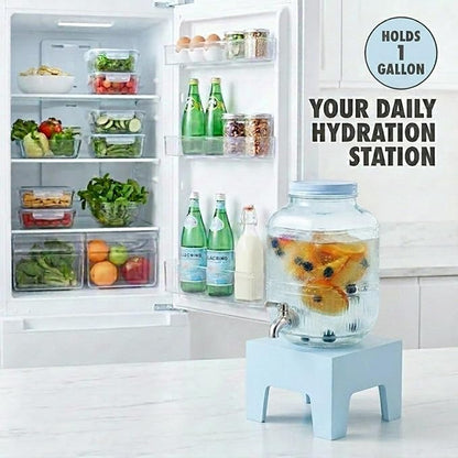 Beverage Dispenser 1 Gallon, Glass Drink Dispenser