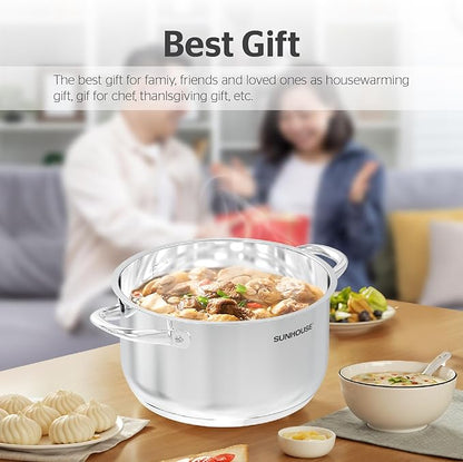 SUNHOUSE 8 Quart Stock Pot