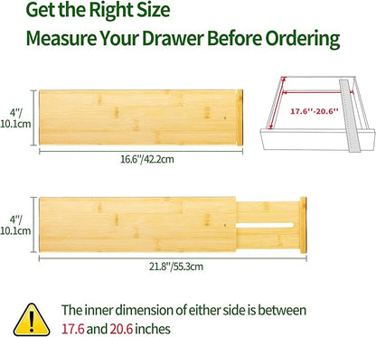 VaeFae 3 Pack Bamboo Drawer Dividers, Expandable Separators