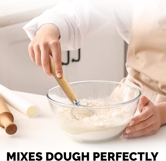 Zulay Kitchen Double-Eye 13" Danish Dough Whisk