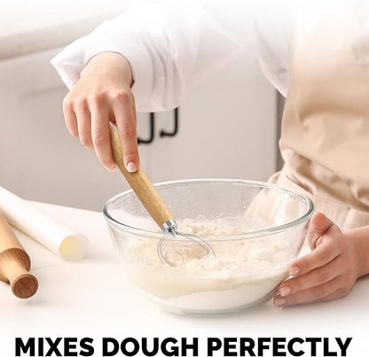 Zulay Kitchen Double-Eye 13" Danish Dough Whisk