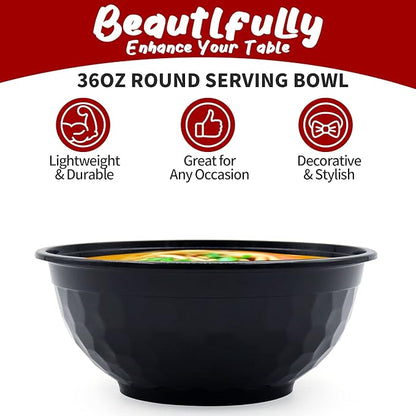 POPMISOLER 150 Pcs Stackable Meal Prep Bowl Containers,36 OZ Food Takeout Bowls Reusable,Black Disposable With Lids,Microwavable Dishwasher Safe Leak Resistant for Noodle Soup,Salads&Ramen Bow (36oz)