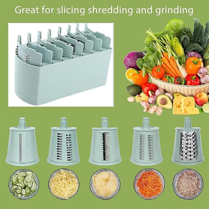 5 in 1 Food Chopper, Multifunction 5 in 1 Chopper Vegetable Cutter Slicer, 5 in 1 Rotary Cheese Grater Vegetable Slicer,Easy to Clean Kitchen Gadgets with Storage Box