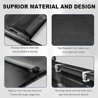 MOSTPLUS Soft Roll-up Truck Bed Tonneau Cover On Top Compatible with 2022 2023 2024 2025 Ford Maverick Bed 3 Fold Fleetside (4.5 FT Feet Bed-54.4 inch