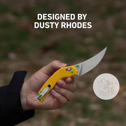 CJRB Nanner Folding Knife, 3.23" AR-RPM9 Steel Blade G10 Handle Pocket Knife for Men Women, Crossbar Lock EDC Knife for Camping Hiking, Designed by Dustin Rhodes(J1955 Yellow)