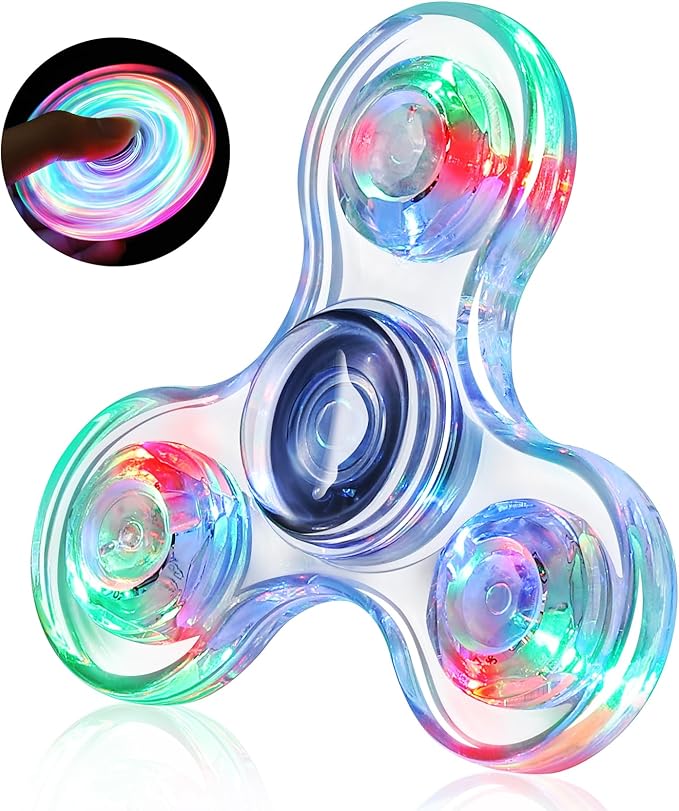Fidget Spinner for Kids Adults, Light up Sensory Fidget Toys for Kids 4-8-12, Classroom Prizes LED Glow in The Dark Hand Spinner for ADHD Autism Boys Girls 3-5 Christmas Stocking Stuffers Gifts